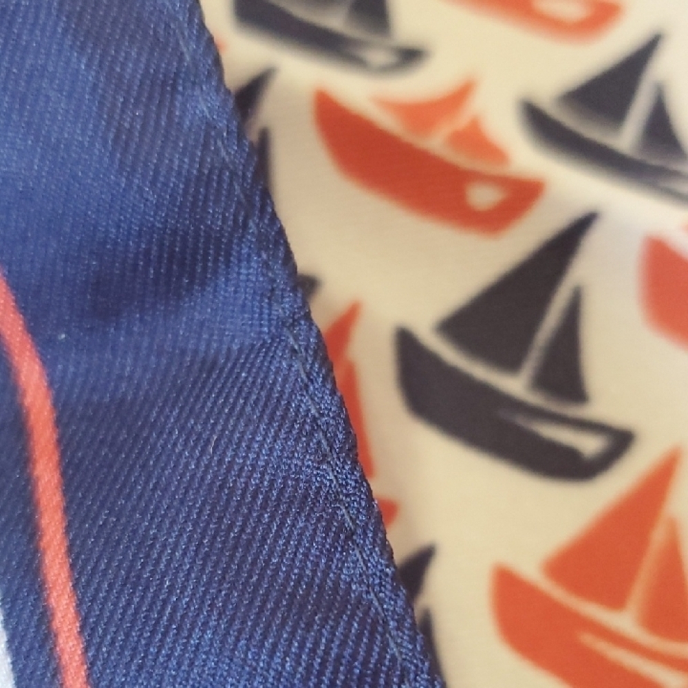 Specialty House Vintage Nautical Print Scarf  Red, Blue, and White 20"  Square - Picture 6 of 6
